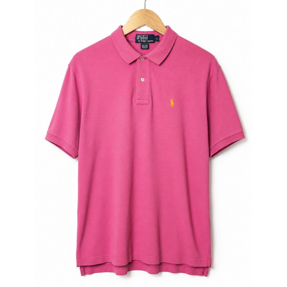 CLEARANCE! Polo Ralph Lauren Pink Classic Fit Polo Shirt Men's Large 100% Cotton - Picture 2 of 6